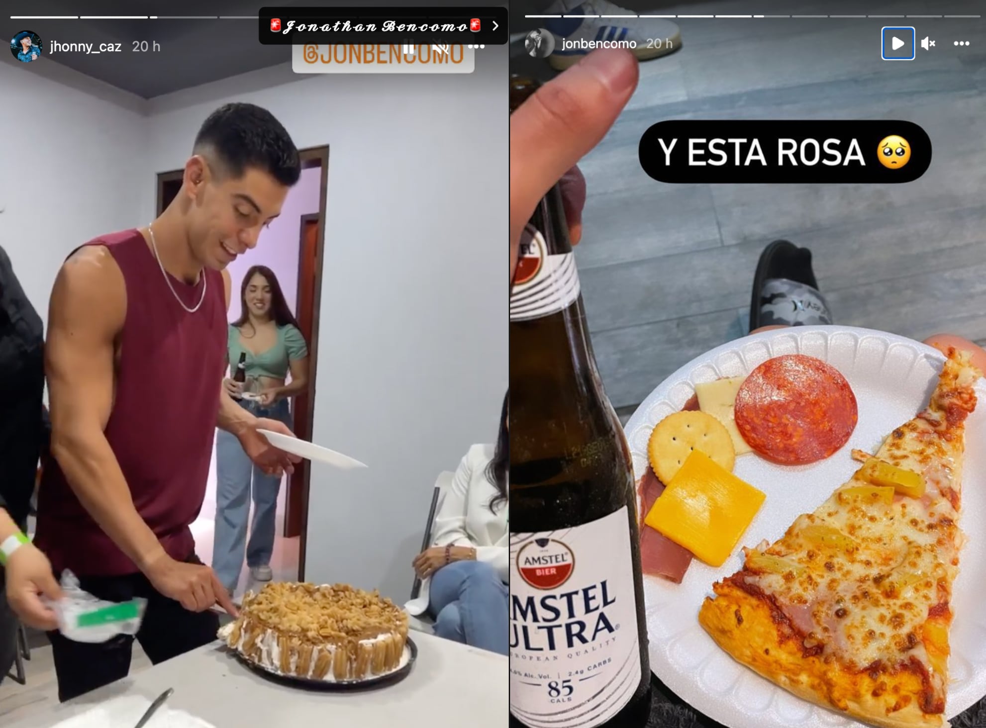 Jhonny Caz y su novio celebran su triunfo con pizza y pastel