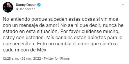 Danny Ocean sobre balacera en Morelia