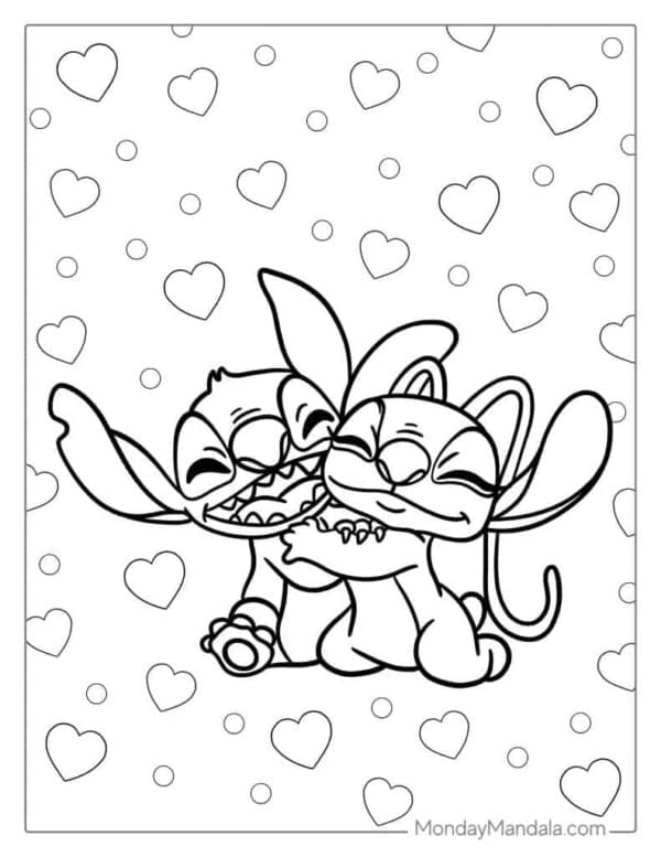 Dibujos de Stitch del Día de las Madres para colorear y regalar