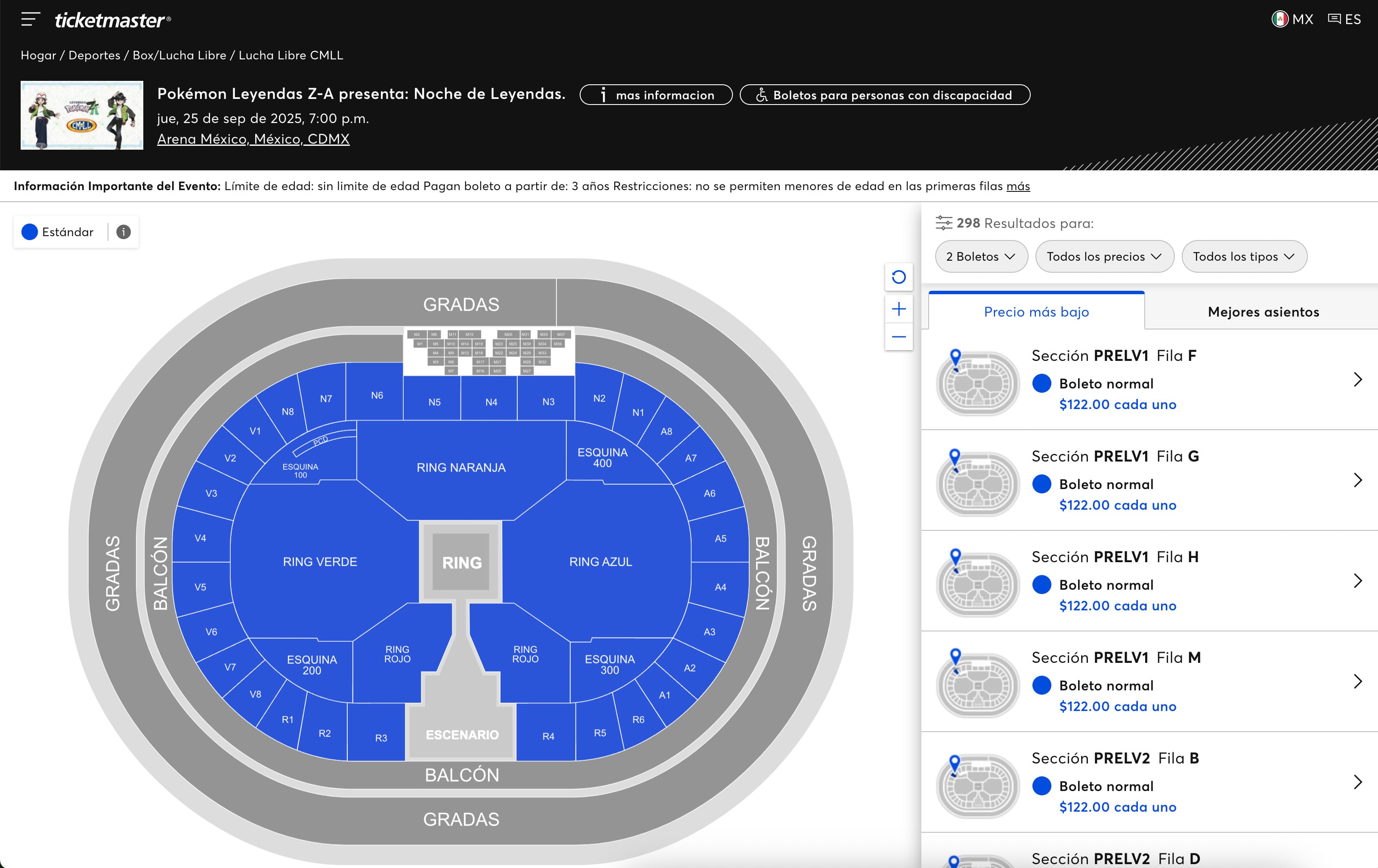 Precios para el evento de Pokémon y CMLL en la Arena México