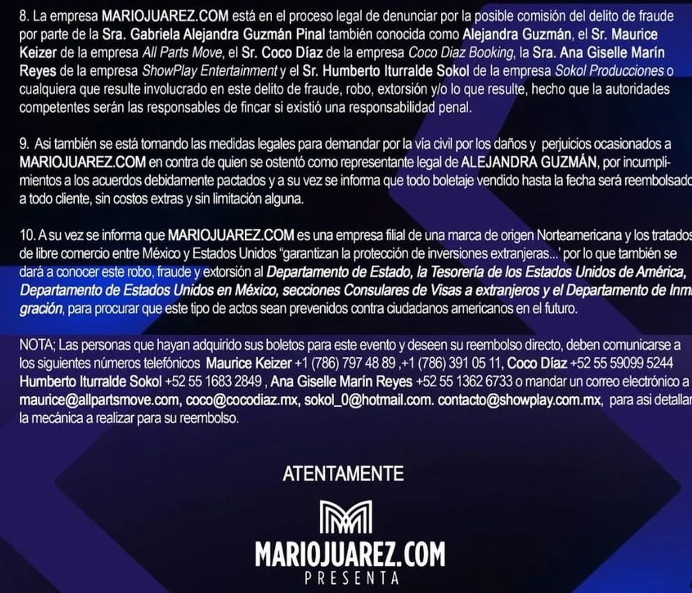Comunicado Mario Juarez