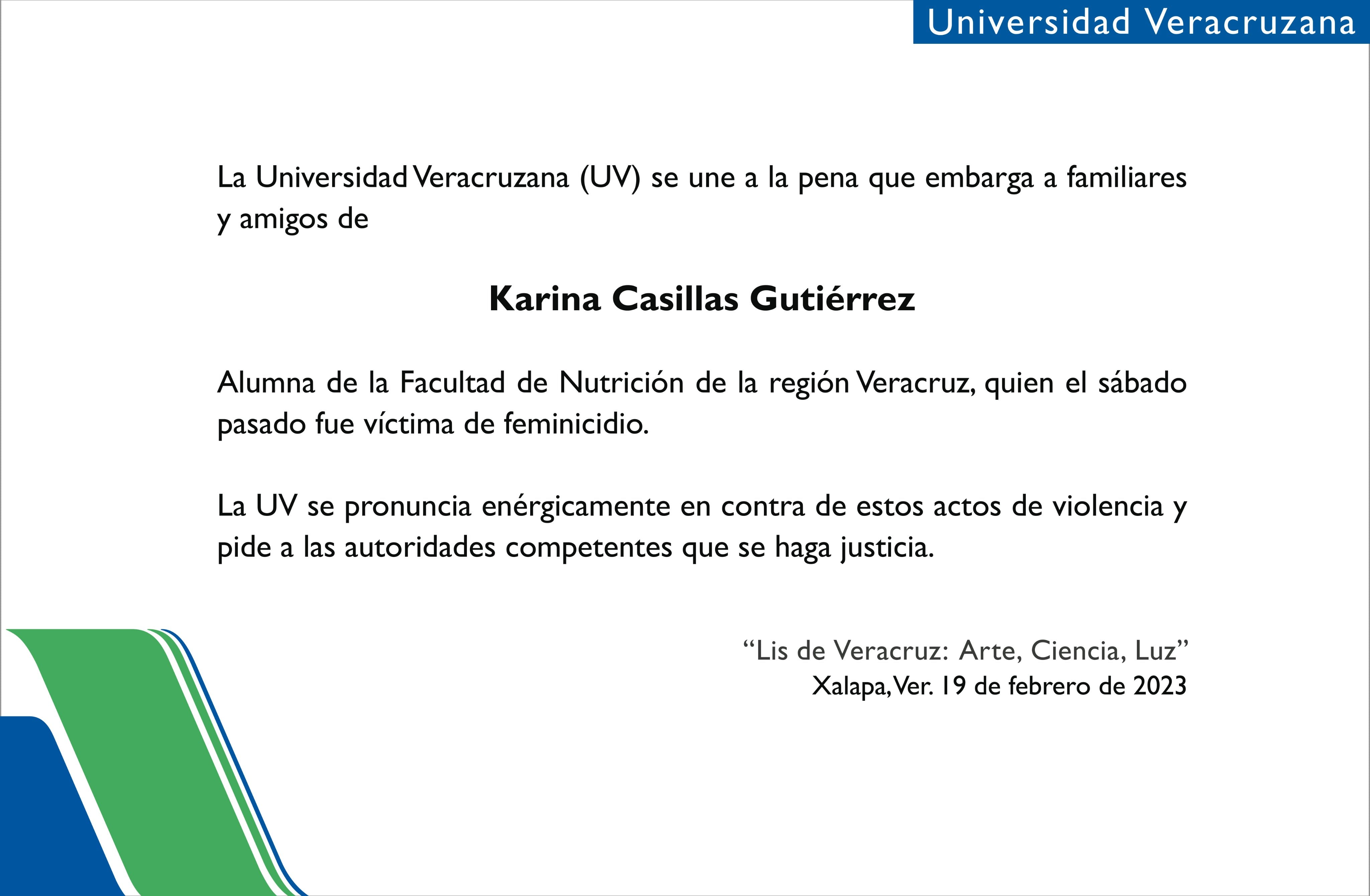 Comunicado de la Universidad Veracruzana
