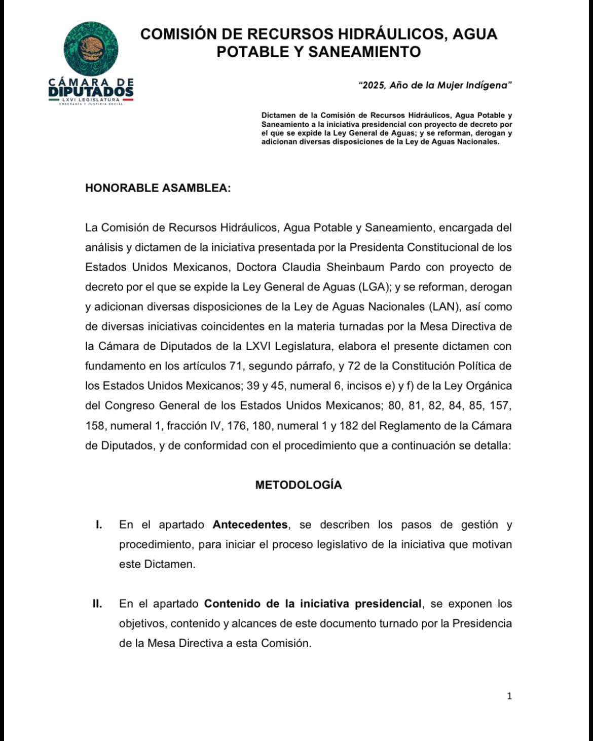 Ley de Aguas Nacionales será discutida en la Cámara de Diputados