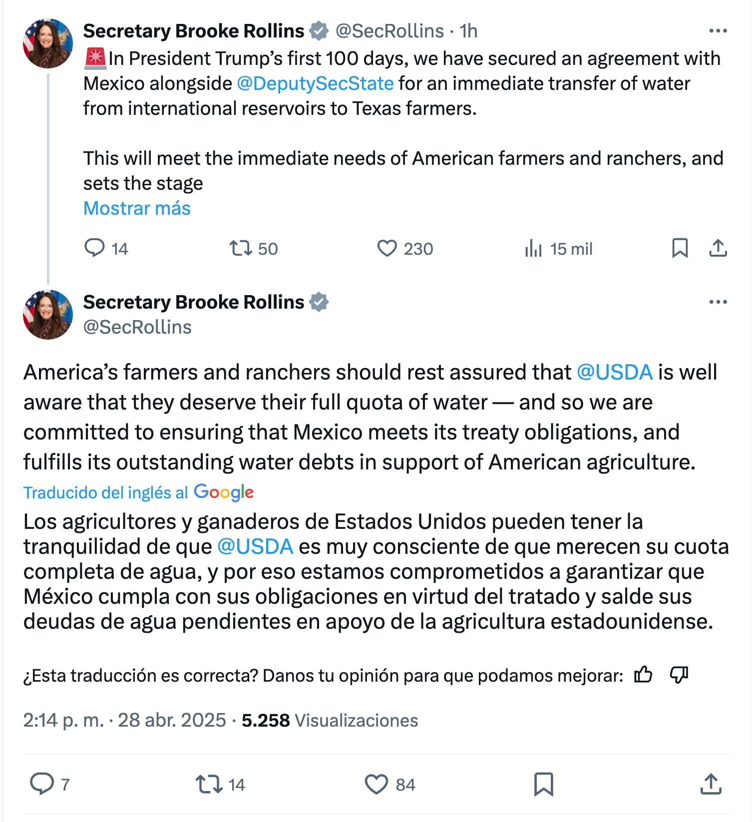 Estados Unidos y México sobre el tratado de aguas