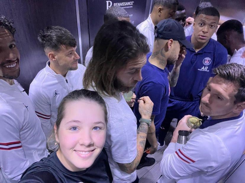 La joven golfista, Marta Silchenko, se encontró a Lionel Messi, Kylian Mbappé y otros futbolistas del PSG.