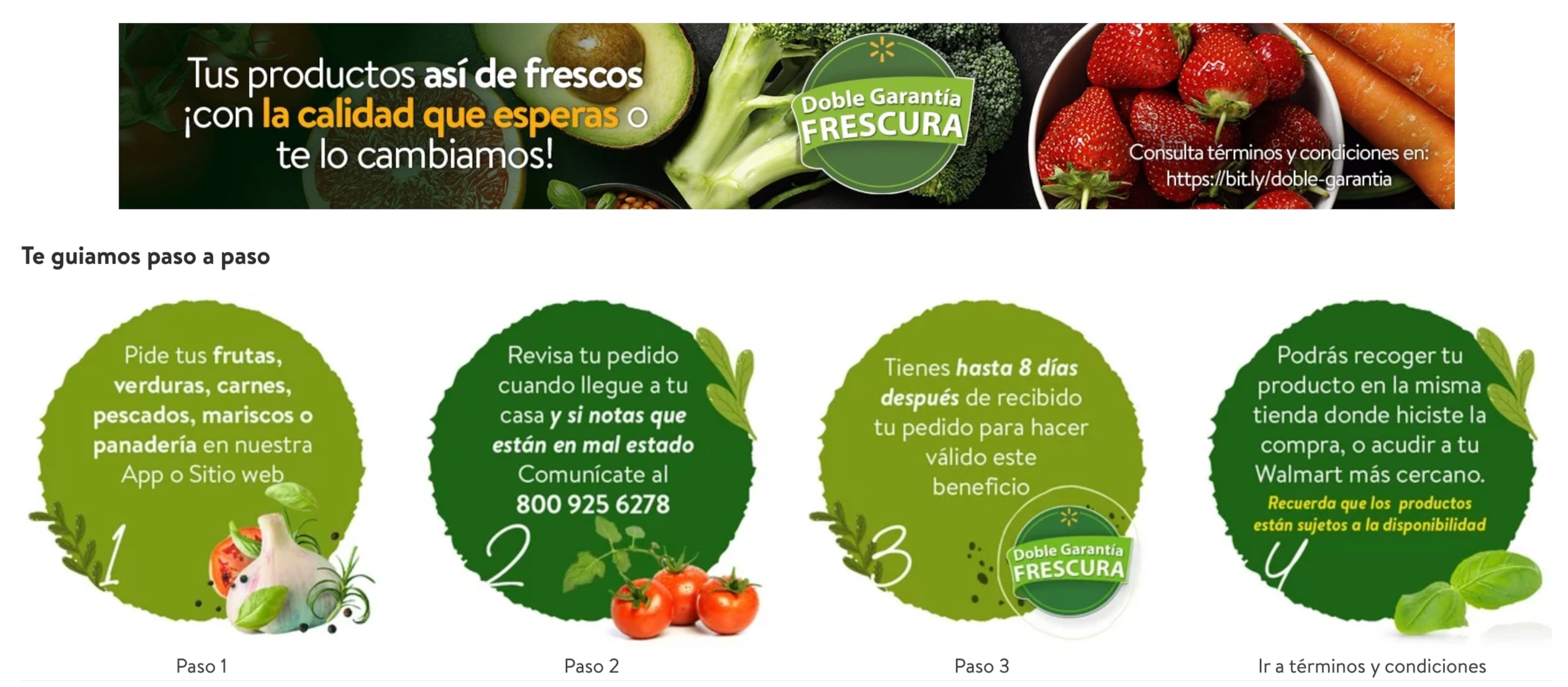 La doble garantía del Martes de Frescura Walmart te permite cambiar un producto si te llega en mal estado