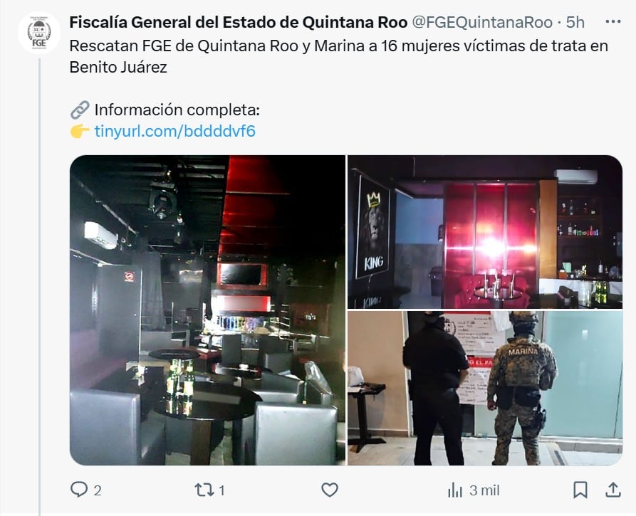 Rescate de mujeres víctimas de trata en Quintana Roo