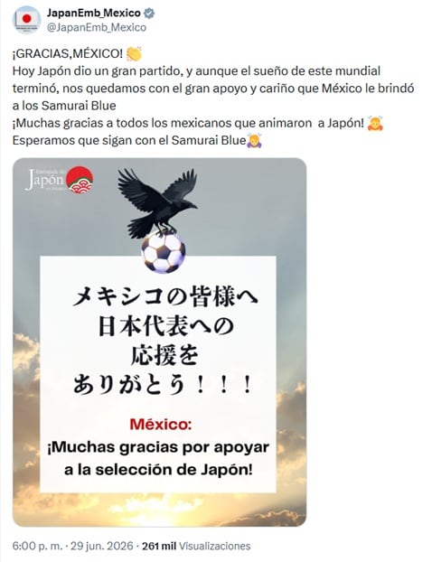 El gesto de Japón hacia México tras su eliminación del Mundial 2026