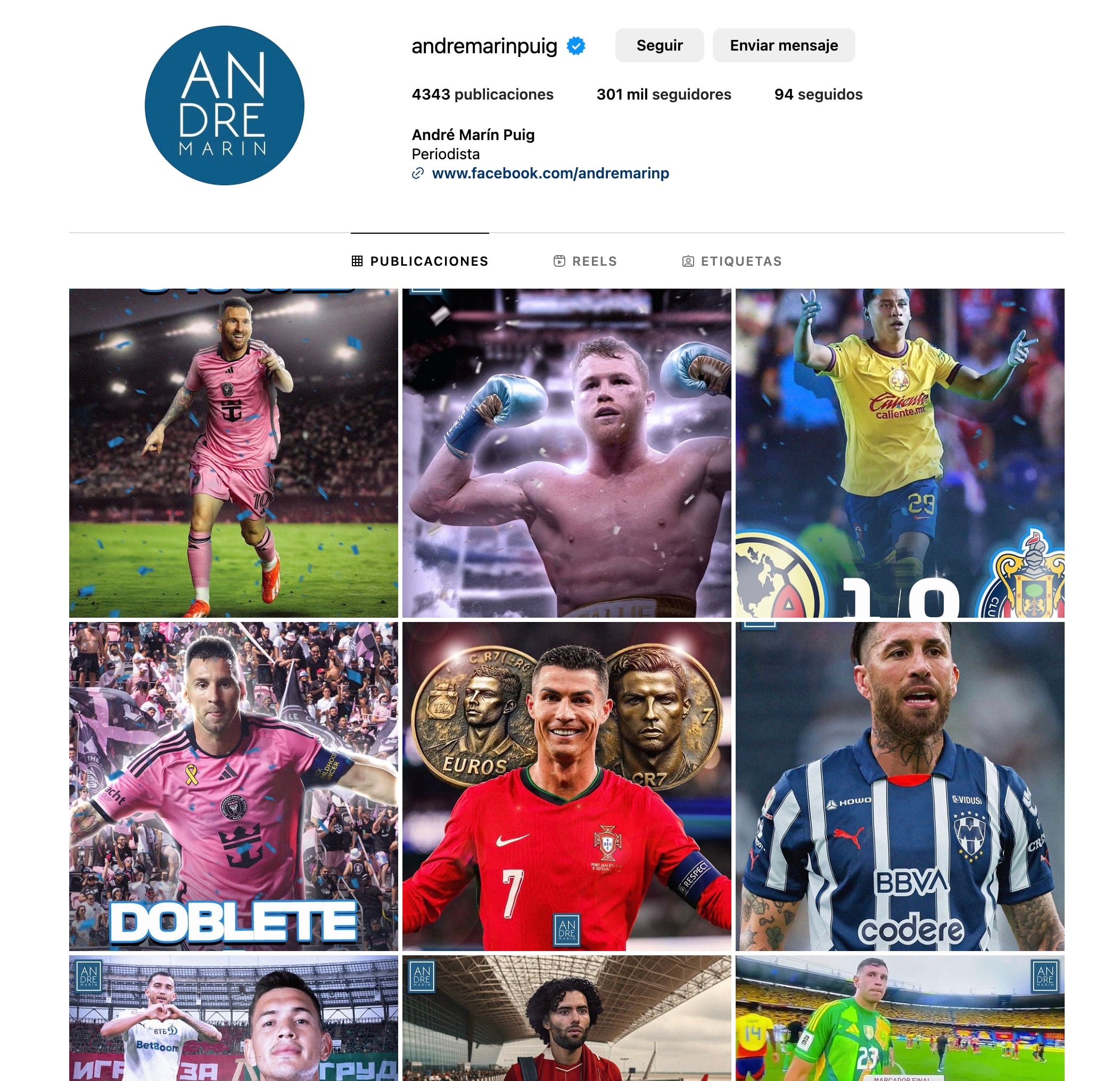 Así se ve el Instagram de André Marín.