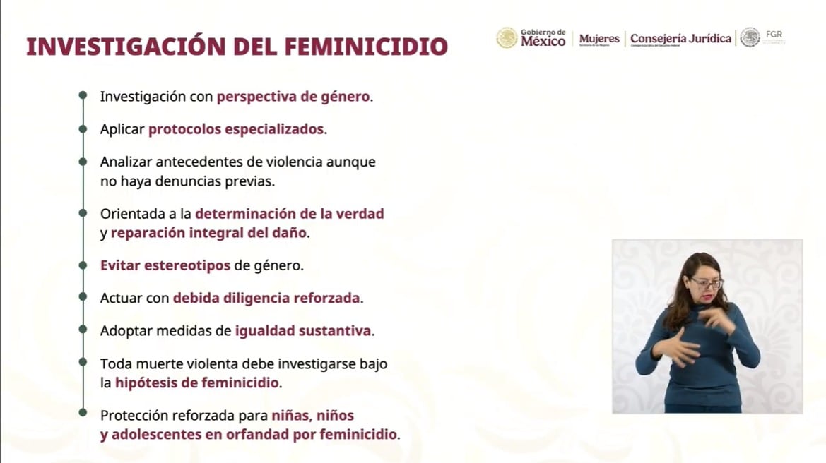 Claudia Sheinbaum presentó y firmó la Ley General para sancionar y reparar el daño por feminicidio junto con Luisa María Alcalde Luján, Ingrid Gómez Saracibar y Maribel Bojorges Beltrán