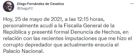 Tuit del 'Jefe Diego'
