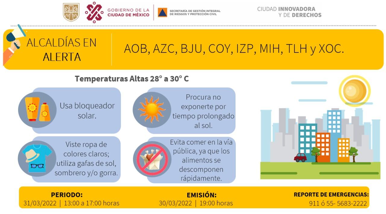 Secretaría de Gestión Integral de Riesgos y Protección Ciudadana emite alerta amarilla en CDMX hoy/ Twitter