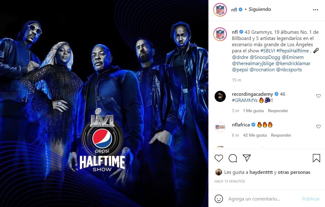 Revelan a los artistas del 'Medio Tiempo' del Super Bowl LVI