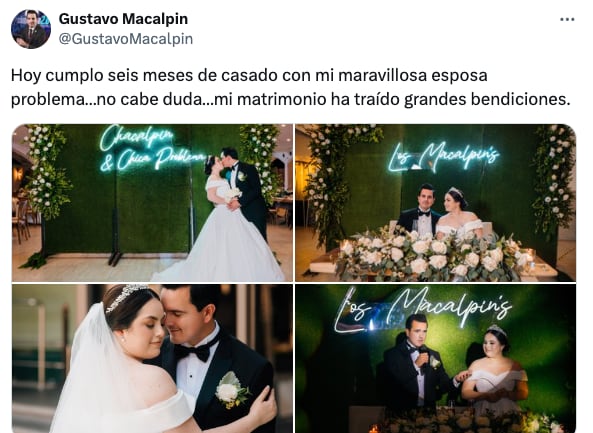Gustavo Macalpin cumple seis meses de casado