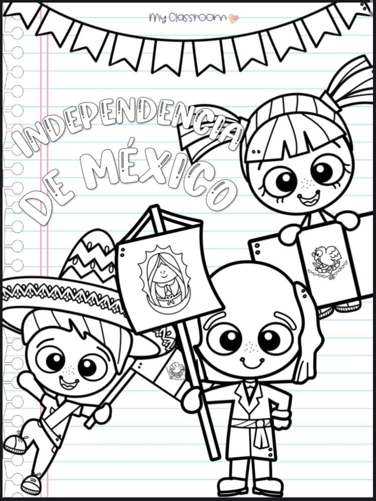 Portadas de septiembre para colorear