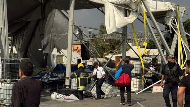 Feria del libro de Neza: fuerte viento tira domo instalado en Palacio Municipal y hay 5 heridos