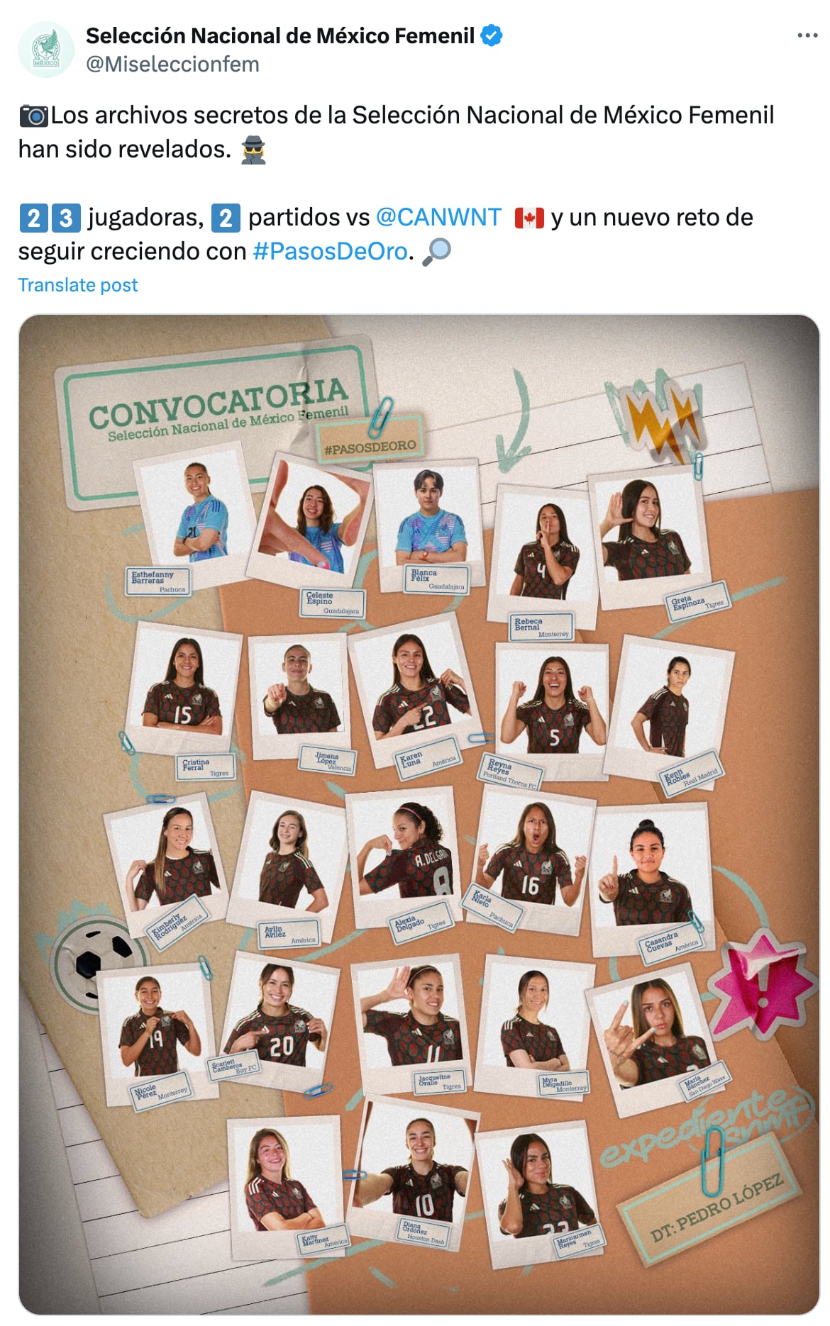 Convocatoria de la Selección Mexicana Femenil