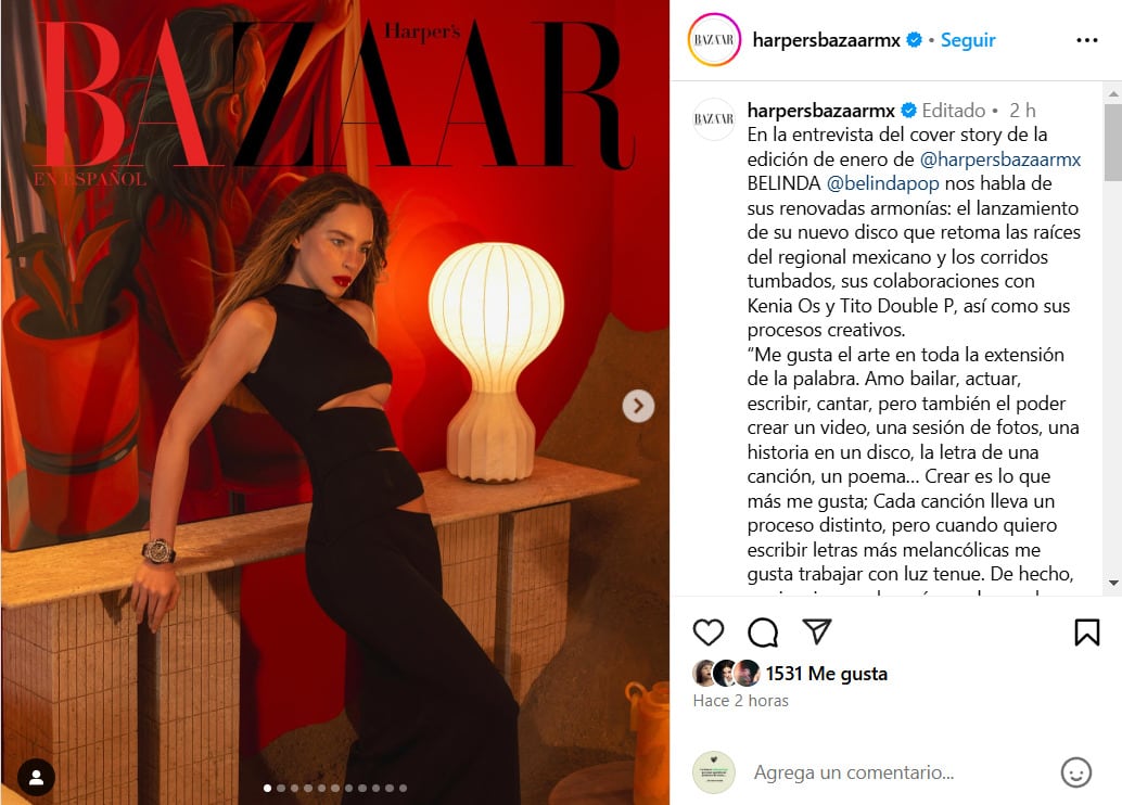 Belinda en la portada de la revista Harper’s Bazaar México 2025