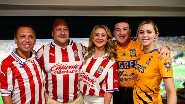 Enrique Alfaro, Samuel García y sus esposas en la final Tigres-Chivas