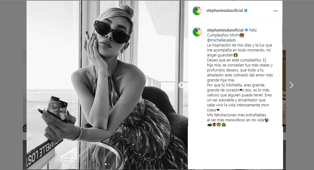 Stephanie Salas felicita a Michelle Salas por su cumpleaños.