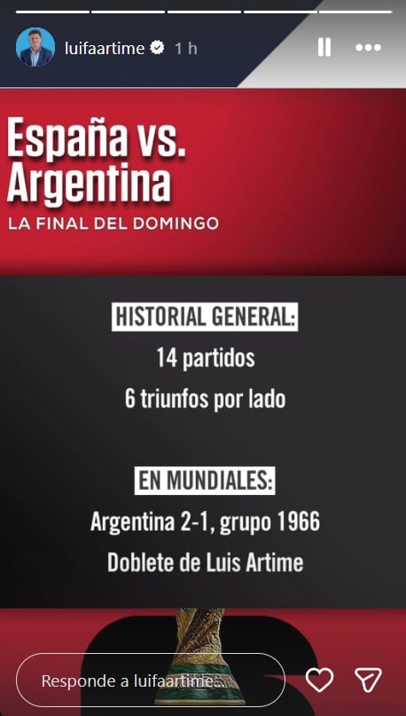 Hijo de Luis Artime calienta la previa del España vs Argentina en el Mundial 2026