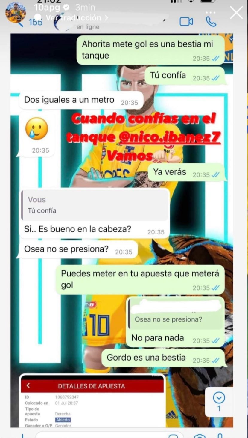 André-Pierre Gignac compartió en redes sociales, su consejo de apostar a que Nicolás Ibáñez marcaba gol ante el Puebla.