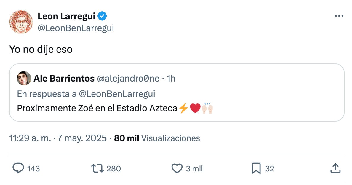 León Larregui de Zoé revela si habrá concierto en el Estadio Azteca tras los que harán en el Estadio GNP Seguros