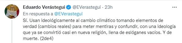 Eduardo Verástegui dice que el cambo climático es una ideología de la muerte