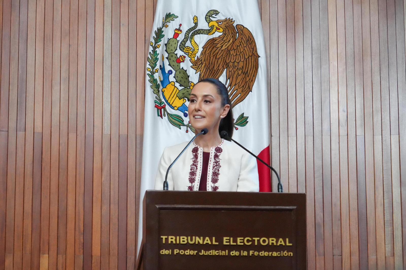 Claudia Sheinbaum en su discurso tras ser proclamada presidenta electa en el TEPJF