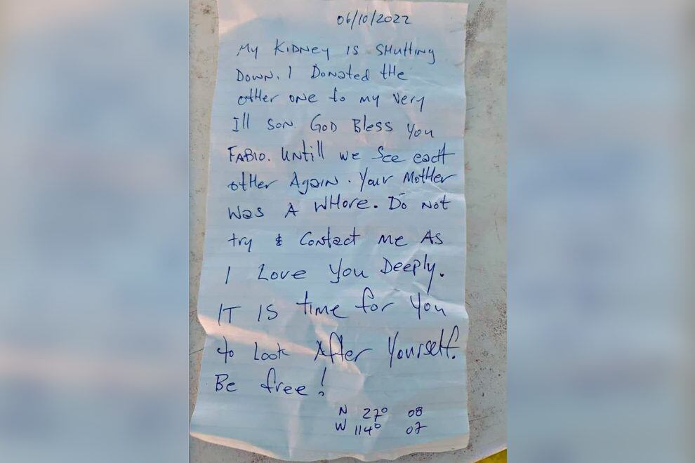 encuentran mensaje de despedida en una botella en el mar en Baja California Sur/internet