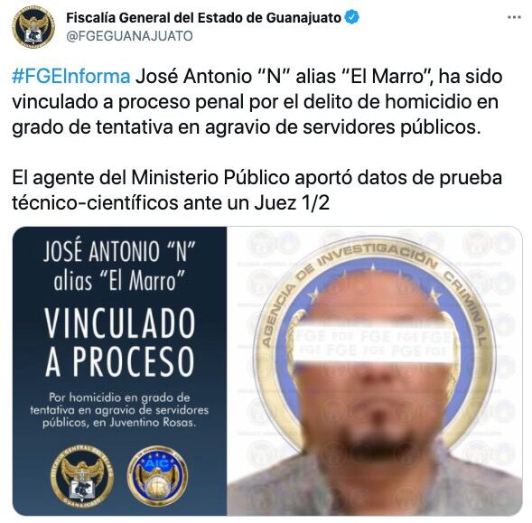 Tuit de la Fiscalía de Guanajuato