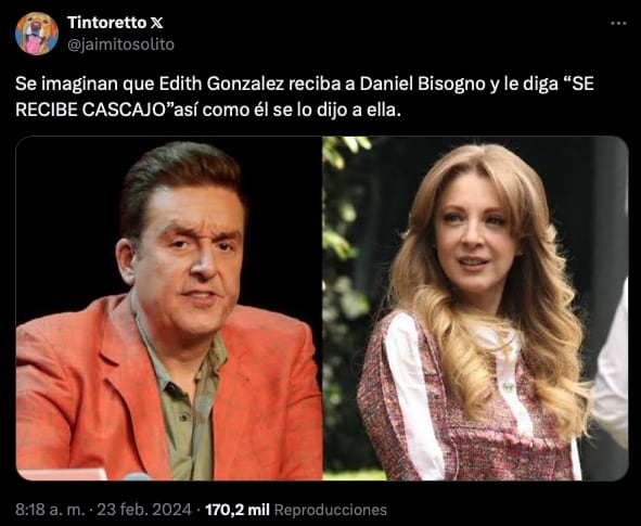 Usuarios de X recuerdan cuando Daniel Bisogno se burló de Edith González