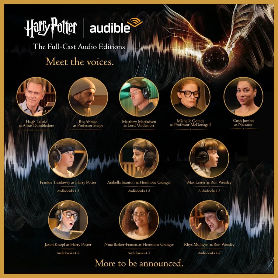Nuevos audiolibros de Harry Potter revelan a su elenco de voces que incluye a Hugh Laurie y más actores