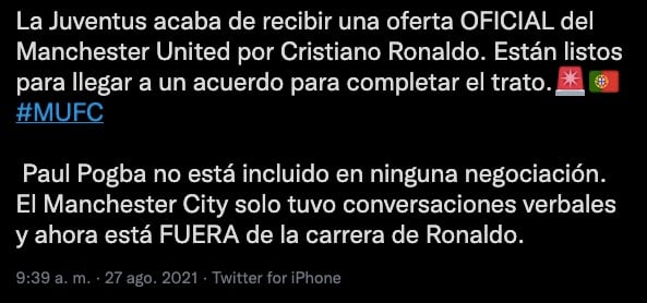 Cristiano Ronaldo, muy cerca de regresar al Manchester United