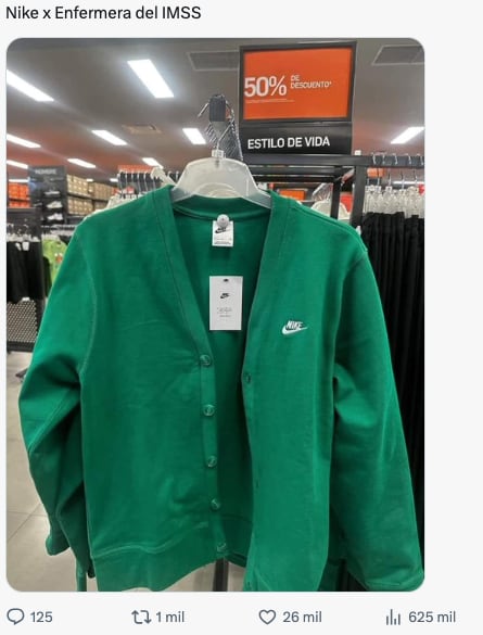 Memes del suéter estilo cárdigan de Nike x IMSS