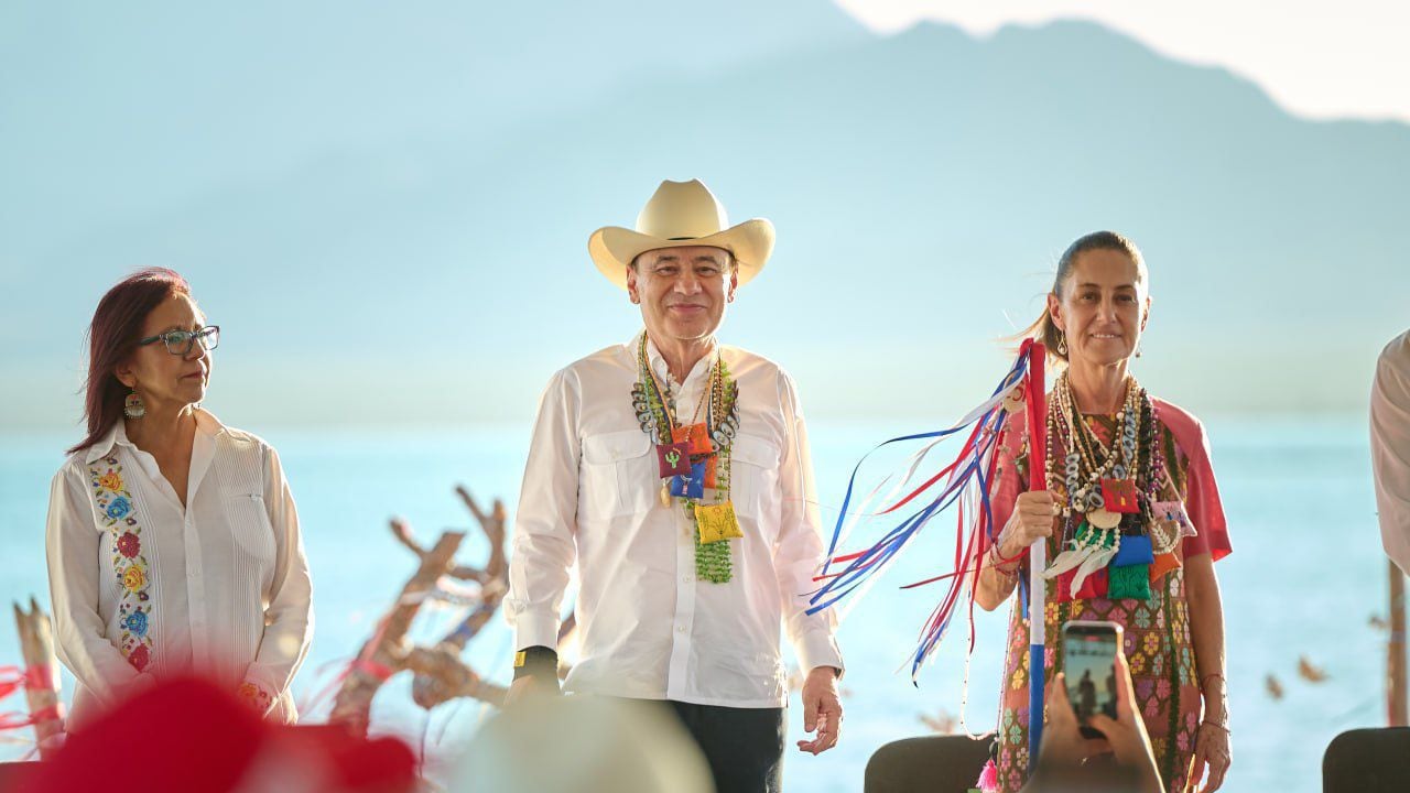 Claudia Sheinbaum y Alfonso Durazo inauguran acueducto para comunidad Seri en Sonora