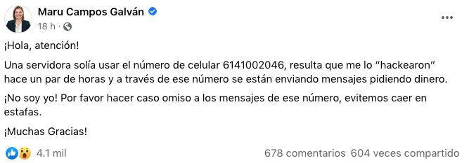 Mensaje de Maru Campos