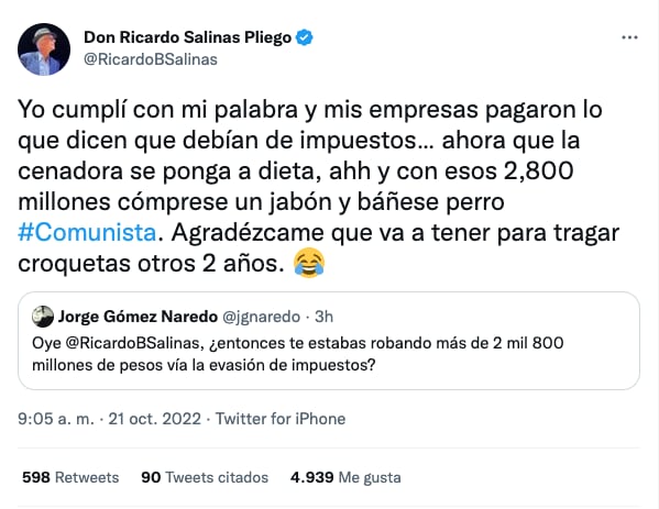 Ricardo Salinas Pliego paga deuda al SAT