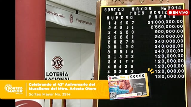 Resultados Sorteo Mayor 3914 de Lotería Nacional en vivo: ganadores de hoy 16 de enero