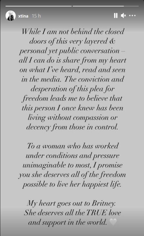 Christina Aguilera mensaje de apoyo a Britney Spears