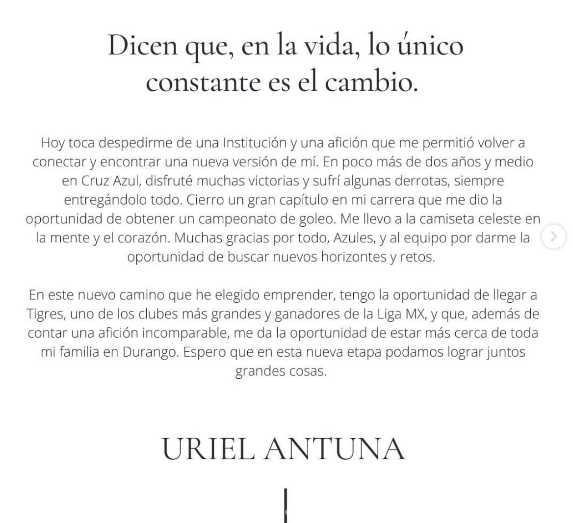 Uriel Antuna por fin revela la razón de su salida de Cruz Azul para llegar a TIgres