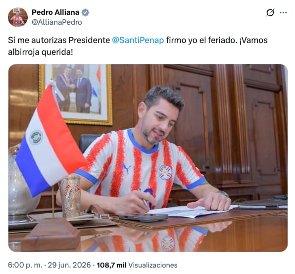 Vicepresidente respalda día feriado en Paraguay tras triunfo ante Alemania en el Mundial 2026