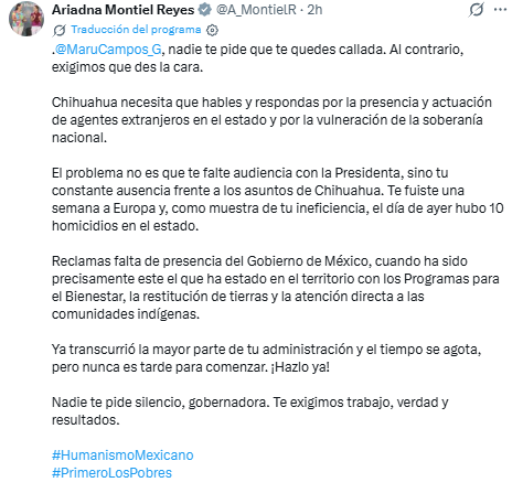 Comunicado Ariadna Montiel