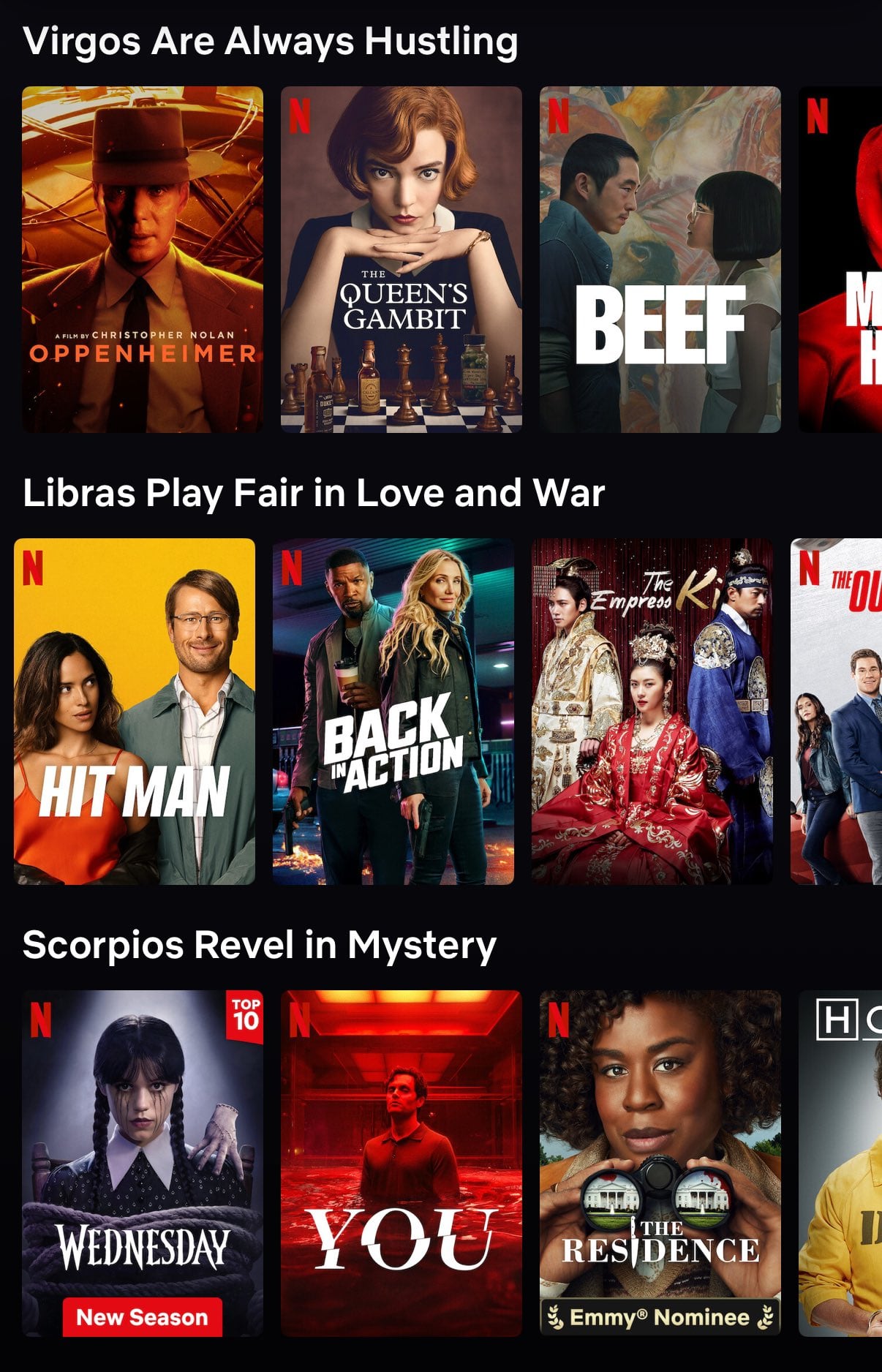 Netflix recomendará contenido con listas basadas en el signo zodiacal
