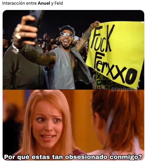 Memes tunden a Anuel AA por tirarle de nuevo a Feid