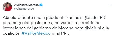 Alejandro Moreno lanza advertencia