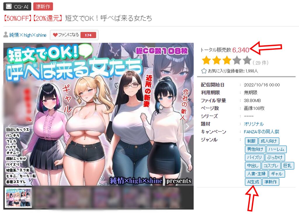 Tanbun de OK! Yobeba Kuru Onna-tachi, manga hentai creado por una IA