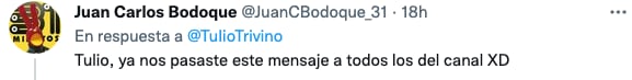 Tulio Triviño pone mensaje de "no autorizo" en Twitter