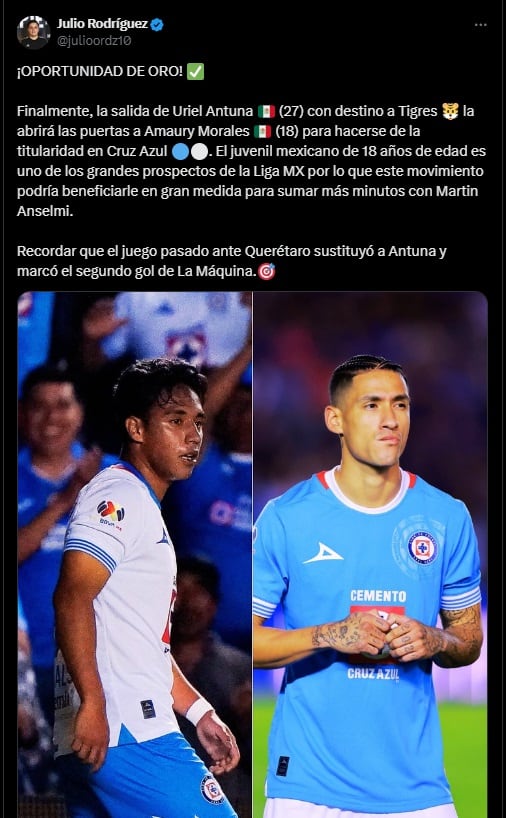 Amaury Morales reemplazo de Antuna.