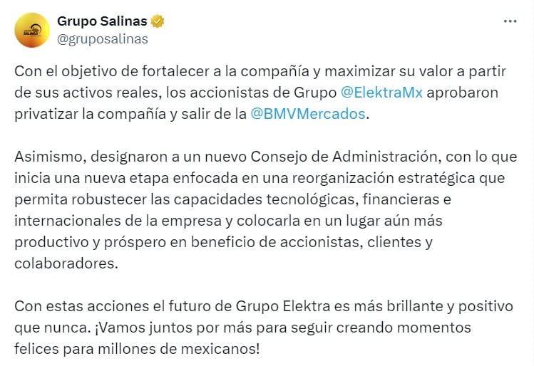 Grupo Salinas y su comunicado